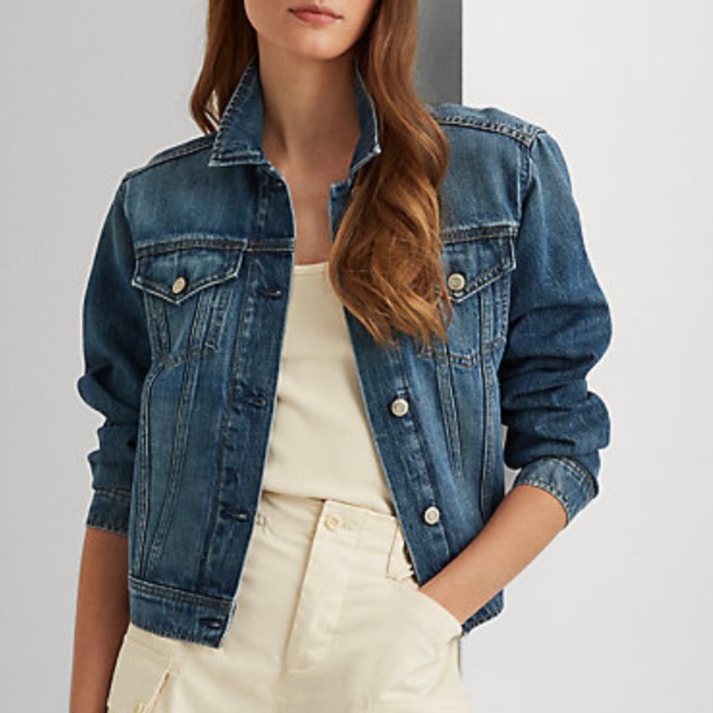 Lauren Jeans Co. Ralph Lauren dark wash denim jacket size Small